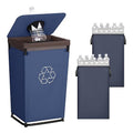 StorageWorks Recycling Bin with Lid, 29Gal Large Recycling Bin for Kitchen, Indoor Recycling Bins with 2 Reusable Washable Bags for Bottles and Cans, Steel Frame Fabric Sorter, 110L, Blue