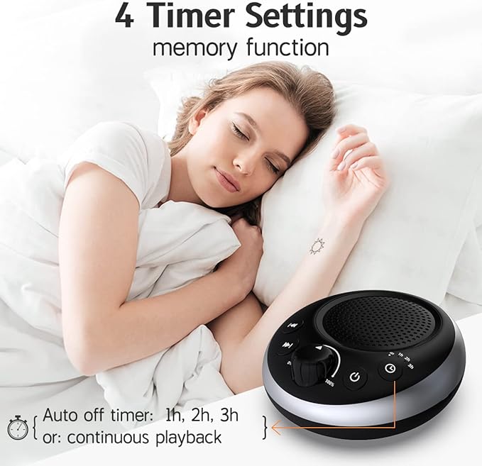 Rechargeable Portable Brown Noise Machine 2000mAH Large Battery Sound White Noise Machine 30 Soothing Sounds for Baby Kids Adults Sleep Machine Auto-Off Timer for Travel Camping and Home