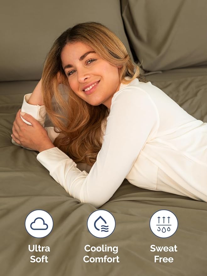 Extra Deep Full Sheet Set - 6 Piece Breathable and Cooling Sheets - Hotel Luxury Bed Sheets Set - Easy & Secure Fit - Soft, Wrinkle Free and Comfy Sheets Set - Khaki Sheet Set with Extra Deep Pockets