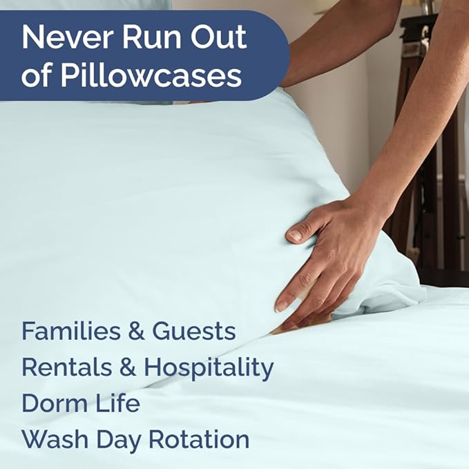 Queen Pillow Cases Set of 10 - Ultra Soft Hotel Quality Pillowcase Covers - Comfy, Cozy & Wrinkle Free - Shrink, Stain and Fade Resistant - Machine Washable Pillow Protectors - 10 Piece Set - Ice Blue