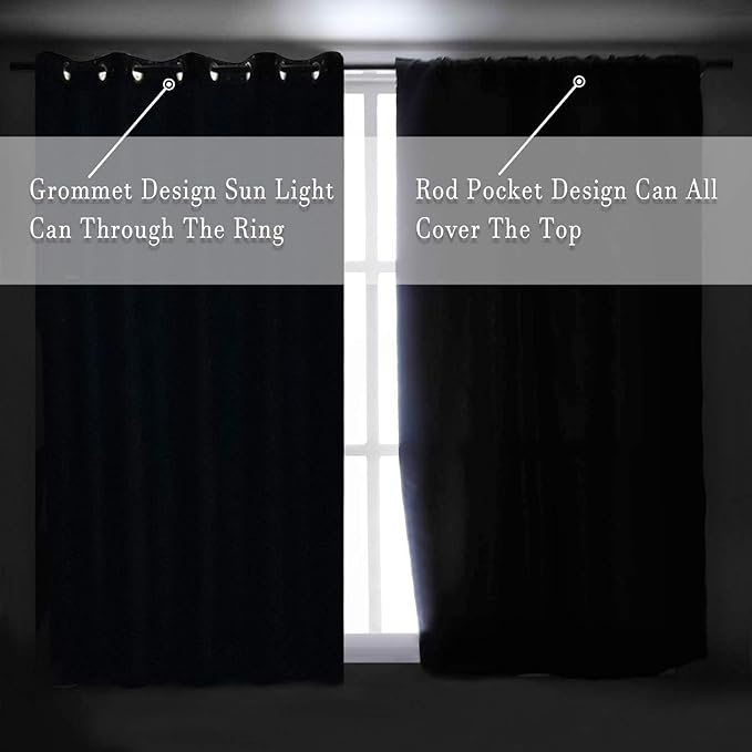 DONREN Turquoise Blackout Curtains for Bedroom - Thermal Insulated Rod Pocket Short Curtain Drapes (42 by 54 Inch,2 Panels)