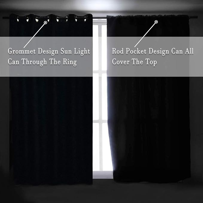 DONREN Gold Yellow Curtains for Bedroom - Thermal Insulated Room Darkening Rod Pocket Curtain Panels (52 W x 96 L,2 Panels)