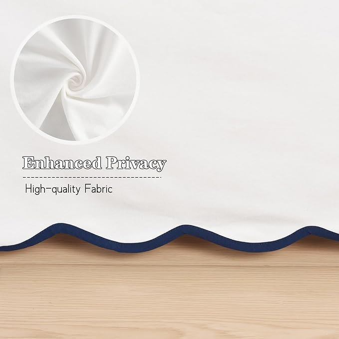 HIG Queen Bed Skirt - Easy Fit Scallop Edge Pleated Bedskirts With Spilt Coner, 18 Inch Drop Anti-Slip Dust Ruffle, Thick Fabric for Enhanced Privacy, Pre-Washed for Long-Lasting Use, Machine Washable