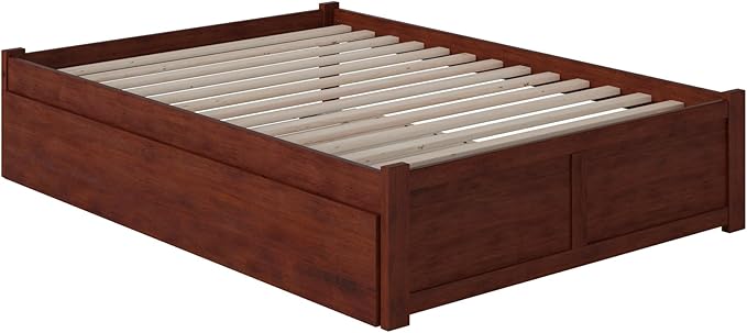 AFI Concord Full Size Platform Bed with Footboard & Full Trundle in Walnut