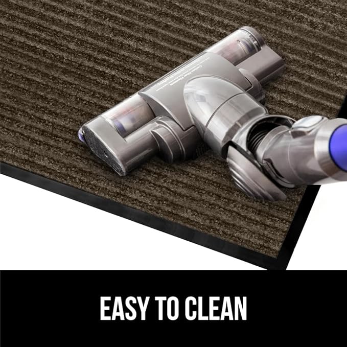 GORILLA GRIP Waterproof Traffic Guard Door Mat, 59x24, Heavy Duty Entryway Mats, Strong Rubber Back Commercial Utility Rugs for Office Hallway, Garage Floor and Home, Low Profile Carpet Runner, Brown