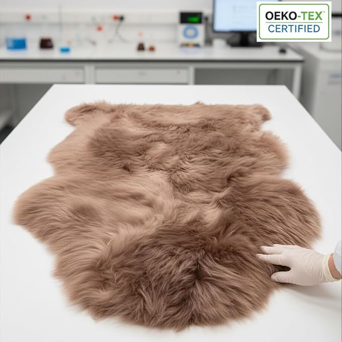 Super Area Rugs Buff Tan Sheepskin Rug Genuine Single 2x3ft Pelt Fluffy Fur Seat Cushion and Chair Cover