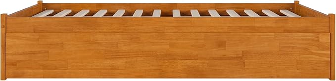 AFI Concord Queen Solid Wood Platform Bed with Footboard & Twin XL Trundle in Light Toffee