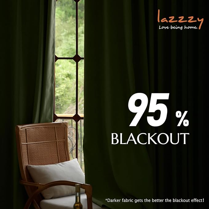 Lazzzy Green Blackout Velvet Curtains 96 Inches Long Thermal Insulated Room Darkening Lined Curtain Drapes Luxury Back Tab Window Treatments for Bedroom Living Room 2 Panels, 52 x 96 Inch, Olive Sage