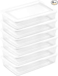 Sterilite 6 Pack Storage Box, 41 Quart Stackable Tote, Clear Plastic Container with Secure Snapping Lids for Home and Office Organization, White