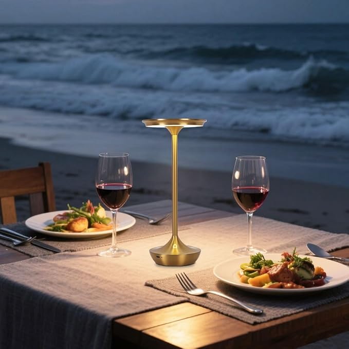 EJQ Rechargeable Cordless Table Lamp, 6000mAh Battery Operated LED Table Lights Outdoor Portable Touch Dimmable Table Lamp for Bedroom Patio Cofee Restaurant Dining Home Set of 2-Gold