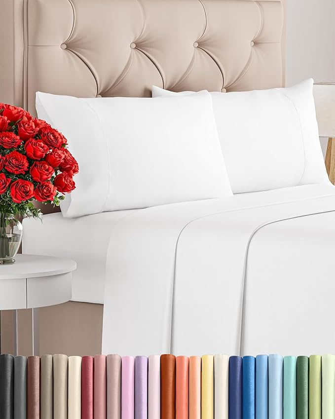 Toddler 6 Piece Sheet Set - Cooling & Breathable Bed Sheets - Hotel Luxury Sheets for Women, Men, Kids & Teens - Sheets w/Deep Pockets & Easy Fit - Soft & Wrinkle Free - Toddler White Sheets