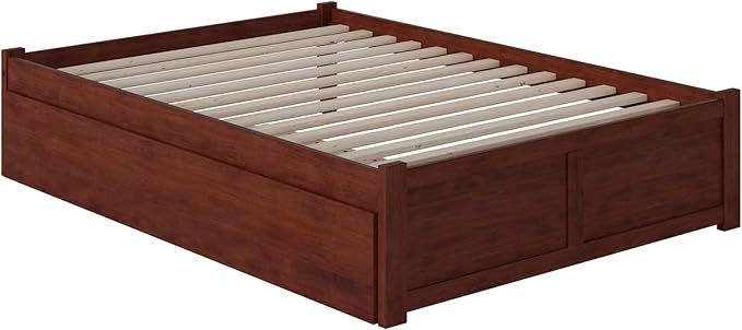 AFI Concord Full Size Platform Bed with Footboard & Twin Trundle in Walnut