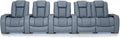 Seatcraft Diamante Zero-Gravity CoolZero Italian Leather Home Theater Seating, Power Headrest, Power Recline, Row of 5 Right Loveseat, Smokey Blue