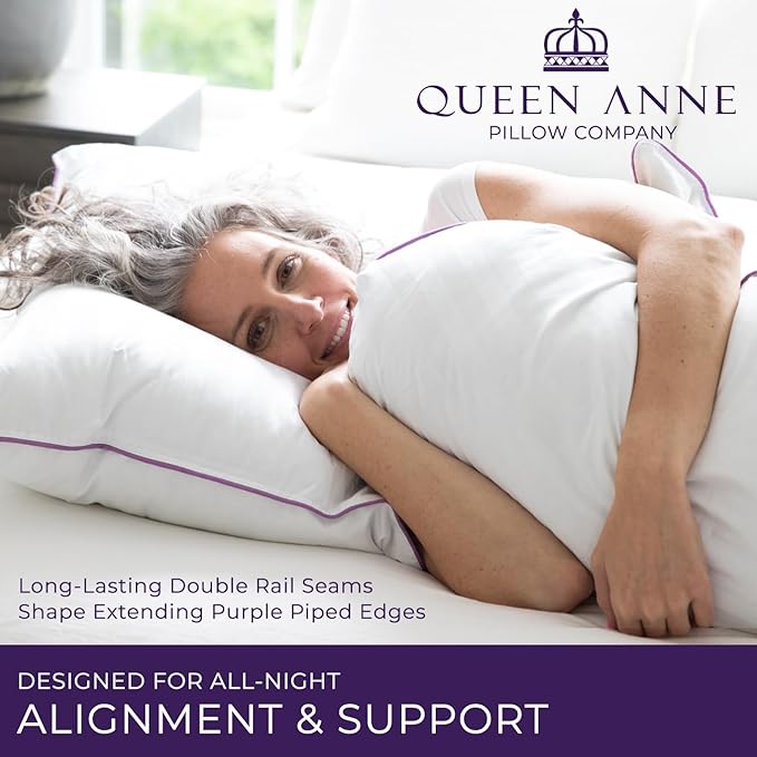 Queen Anne Hotel Collection Pillows – Luxury Down Alternative Bed Pillows (2-Pack, King Medium) – Ultimate Comfort, Hypoallergenic, Made in The USA