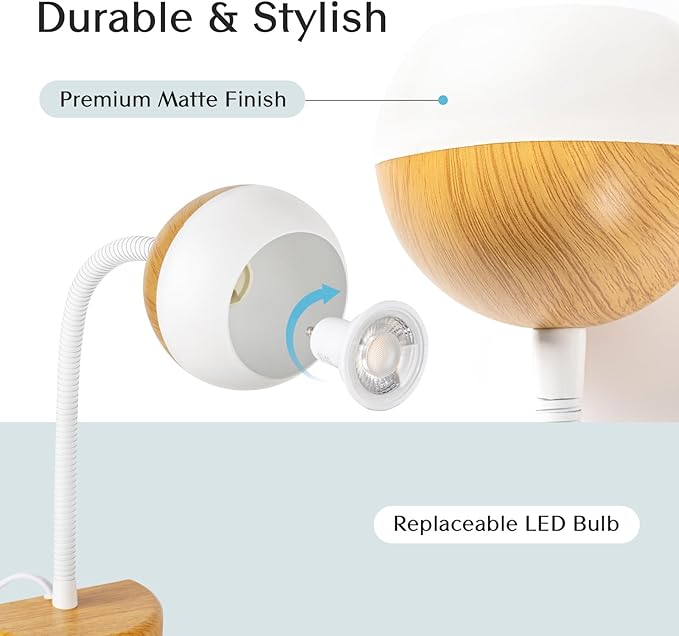 Solfres Patented Innovative Design Headboard Reading Light. No Drilling Book Light for Bedtime Reading. Dimmable LED Book Reading Lamp with Bulb. Movable & Flexible, Burlywood