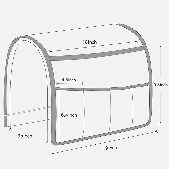NB Sofa Armrest Organize remote holder bedside caddy organizer with 5 pockets，non-slip couch remote control holder couch armchair caddy accessories (Beige, 35''x18'')