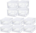 Sterilite 27 Qt (4 Pack) and 16 Qt (6 Pack) Clear Plastic Stackable Organizer Drawers, White