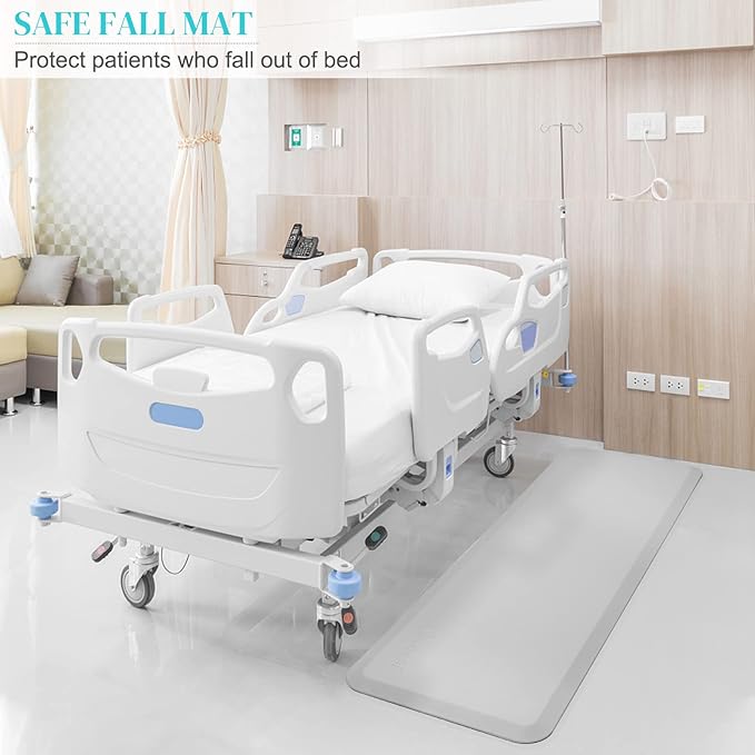 Fall Mats for Elderly Senior Handicap Fall Prevention Pad, Bedside Safety Floor Mat, Bed Falling Protection, Non Slip, Beveled Edge, Anti Fatigue