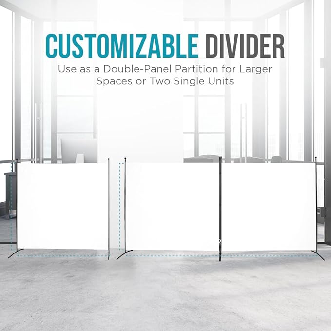 SteelAid Room Divider (Double Panel) – Folding Partition Privacy Screen for Office, Classroom, Dorm Room, Kids Room, Studio, Conference - 142" x 72" - Easy to Assemble, Freestanding & Foldable