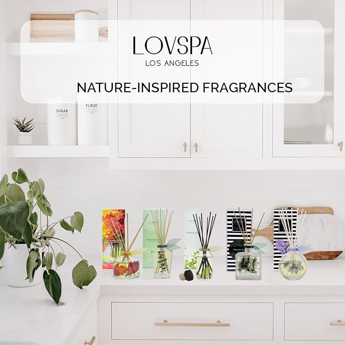 LOVSPA Eucalyptus Reed Diffuser Set for Home, Revive Fresh Eucalyptus, Sage, Citrus & Mint Scent Diffuser with Sticks for Bathroom Shelf Decor Accessories, Top Aromatherapy Gift for Women