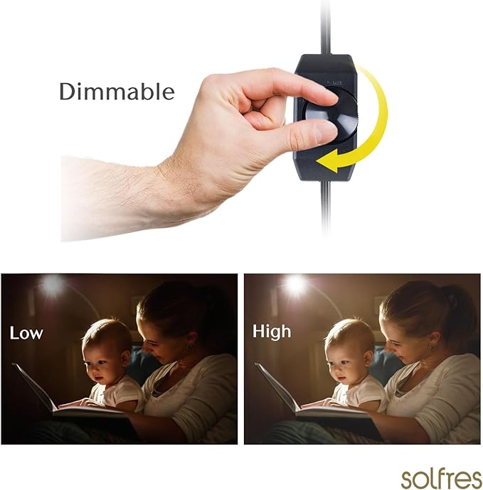 Solfres Patented Innovative Design Headboard Reading Light. No Drilling Golden Book Light for Bedtime Reading. Dimmable LED Book Reading Lamp with Bulb. Movable & Flexible, Silver
