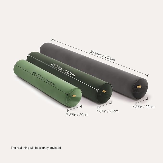 Long Round Body Pillow for Adults – Bolster Pillow for Bed, Cervical Roll Pillow, Firm Support for Sleeping,47.24 x 7.87 Inches,Jade Green