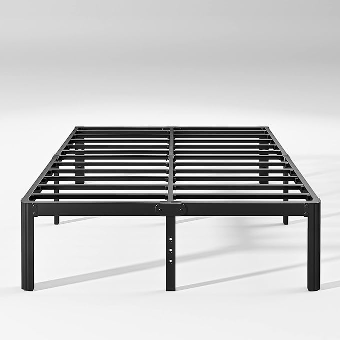 Hunlostten 12" High King Bed Frame No Box Spring Needed, Heavy Duty King Platform Bed Frame with Round Corners, Easy Assembly, Noise Free, Black