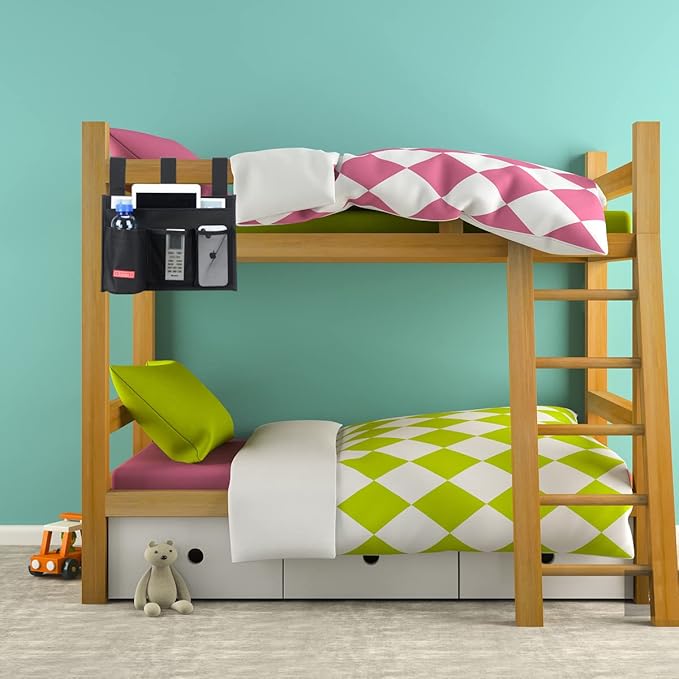 Falaku Hanging Bedside Caddy,Bedside Organizer Caddy for Bed Rails(Classic 4 Pockets-Black)