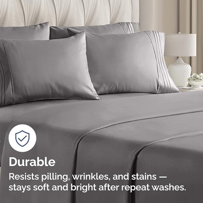 Queen Pillow Cases Set of 8 - Ultra Soft Hotel Quality Pillowcase Covers - Comfy, Cozy & Wrinkle Free - Shrink, Stain and Fade Resistant - Machine Washable Pillow Protectors - 8 Piece Set - Dark Grey