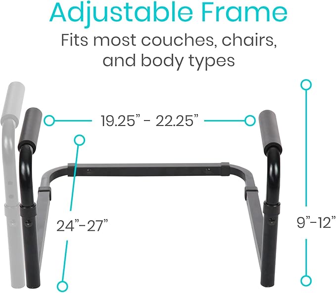 Vive Stand Assist - Mobility Standing Aid Rail for Couch, Chair - Assistance Handle for Patients, Elderly, Seniors and Disabled - Safety Grab Bar for Sitting, Sofa, Home - Adjustable, Portable Device