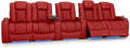 Seatcraft Diamante Zero-Gravity CoolZero Italian Leather Home Theater Seating, Power Headrest, Power Recline, Row of 5 Dual Loveseats, Red