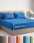 Extra Deep Split King Sheet Set - 7 Piece Breathable & Cooling Sheets - Hotel Luxury Bed Sheets Set - Easy Fit - Soft, Wrinkle Free & Comfy Sheets Set - Royal Blue Sheet Set with Extra Deep Pockets