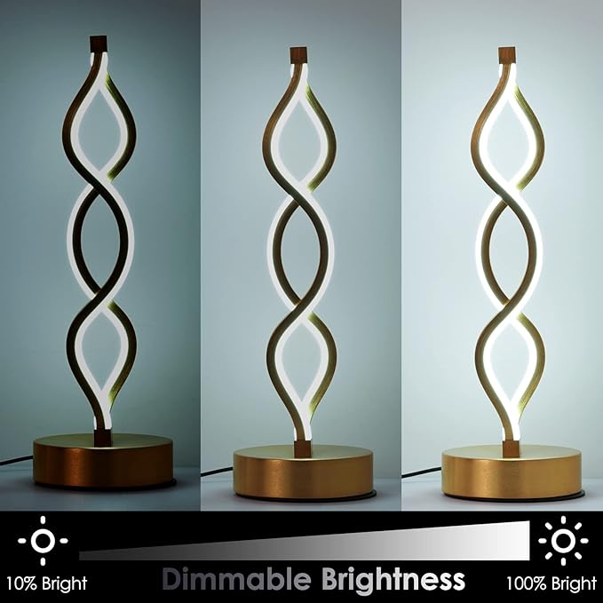 NUÜR Gold Lamps for Bedrooms Set of 2, Small Table Lamp, 3 Colour Temperature, 15.8 Inch Height, Bedsides Lamps for Living Room