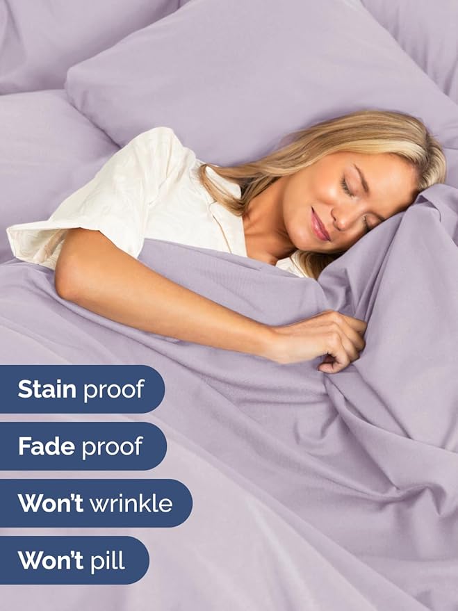 Extra Deep Split King Sheet Set - 7 Piece Breathable & Cooling Sheets - Hotel Luxury Bed Sheets Set - Easy Fit - Soft, Wrinkle Free & Comfy Sheets Set - Light Lavender Sheet Set w/Extra Deep Pockets