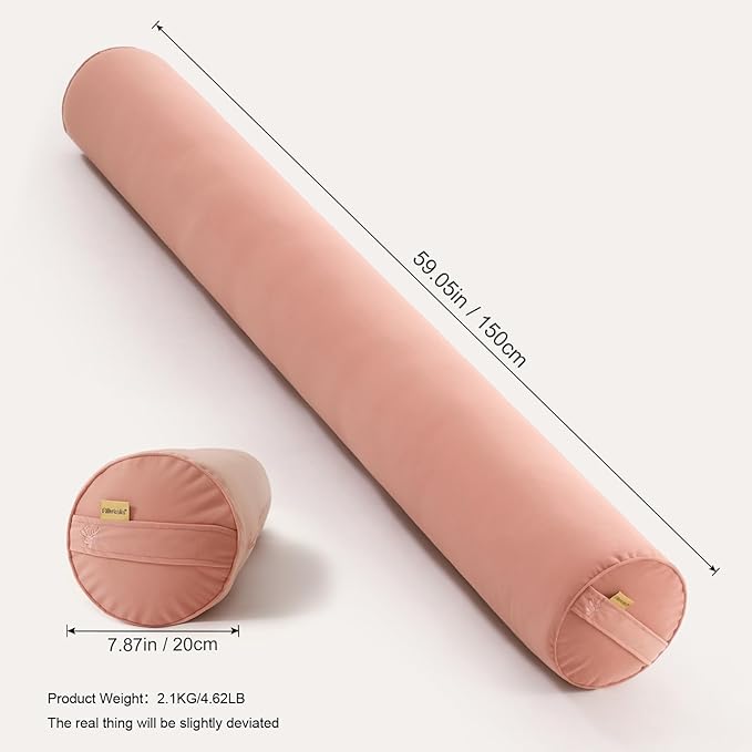 Body Pillow for Adults – Long Bolster Pillow for Bed, Round Cuddle Pillow, Full Support for Side Sleepers,59 x 7.87 Inches,Blush Pink