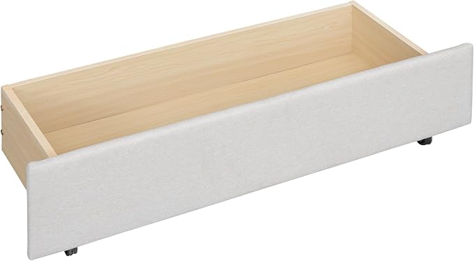 Full Size Bed Frame with Twin Size Trundle and 2 Storage Drawers,Linen Upholstered Platform Bed Frame Full with Brick Pattern Headboard,Solid Wood Slat Support,No Box Spring Needed,Beige