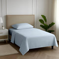 Carressa Linen 100% Egyptian Cotton Twin Sheets Set - 600 Thread Count Egyptian Cotton Luxury Twin Sheets (3 PC, Sky Blue), 16" Deep Pocket, Soft, Cooling, Sateen Weave College Dorm Room Bedding