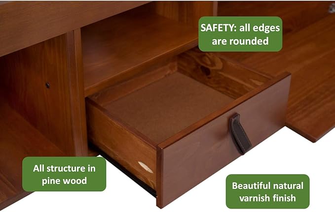 memomad Bali Storage Platform Bed with Drawers (Twin Size, Caramel Brown Wood)
