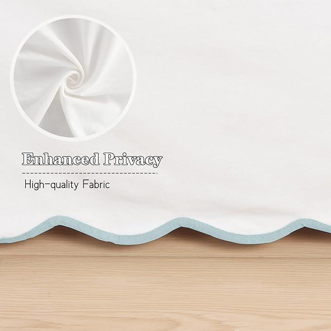 HIG Off-White Chic Twin XL Bed Skirt - Easy Fit Scallop Edge Pleated Bedskirts, 14 Inch Drop Anti-Slip Dust Ruffle, Thick Fabric for Enhanced Privacy, Pre-Washed for Long-Lasting Use(N60022)
