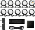 VST Under Cabinet Lighting Plug in with Wired Touch Dimmer Switch,Recessed or Surface Mount Design,Natural White 4000K 12V 2W(20W Total, 10 Pack Black) Puck Lights Fixtures