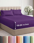 Extra Deep Twin XL Sheet Set - 4 Piece Breathable & Cooling Sheets - Hotel Luxury Bed Sheets Set - Easy & Secure Fit - Soft, Wrinkle Free & Comfy Sheets Set - Purple Sheet Set with Extra Deep Pockets