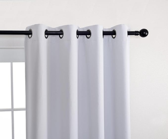 MIUCO 1 Pair Thermal Insulated Grommet 52-Inch-by-63-Inch Blackout Window Curtain Panels with 2 Tie Backs, Greyish White