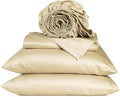 URBANHUT 800 Thread Count 100% Cotton Queen Size Sheets, Luxury 4 Piece Queen Bedsheets, Hotel Sheets Sateen Finish - Better Than Egyptian, 16" Elasticized Deep Pocket - Sand