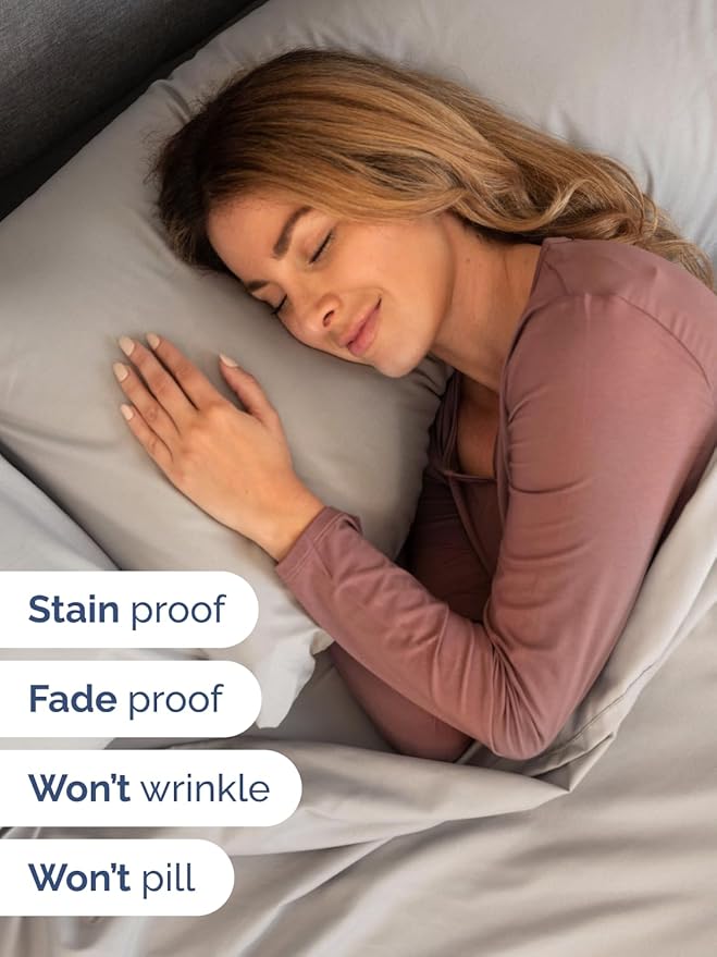 Extra Deep Queen Sheet Set - 6 Piece Breathable & Cooling Sheets - Hotel Luxury Bed Sheets Set - Easy & Secure Fit - Soft, Wrinkle Free & Comfy Sheets Set - Light Grey Sheet Set w/Extra Deep Pockets