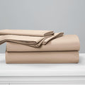 Cuddledown Dreamstead 100% Cotton Bed Sheets Set | 300 Thread Count | Luxurious Sateen Weave | Pure Combed Cotton | Soft | Wrinkle Resistant | 4 Piece Set | Khaki | King | 78” x 80”