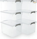 Citylife 48 QT 6 Packs Plastic Storage Bins with Lids and Secure Latching Buckles Clear Stackable Storage Containers for Organizing Durable Storage Box