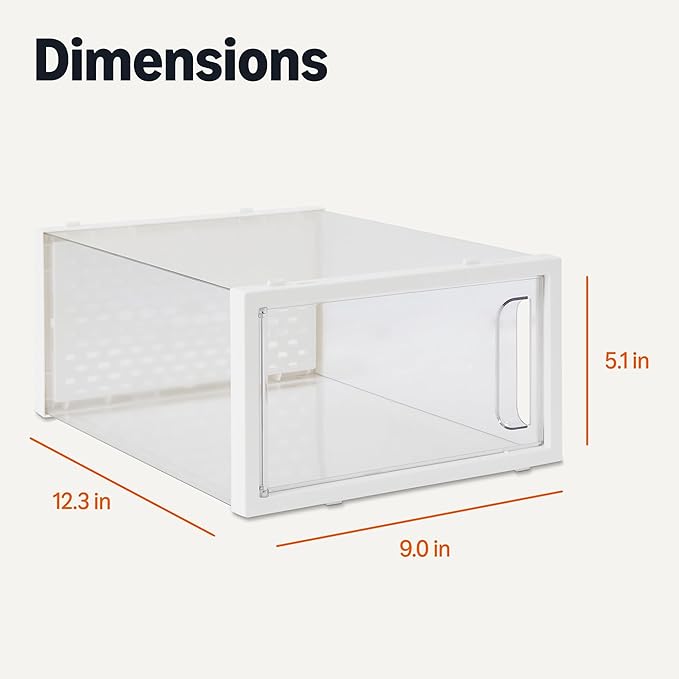 Amazon Basics Stackable and Foldable Clear Shoe Storage Organizer Box, Small, Pack of 12