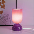 8.9" Modern Glass Table Lamp for Living Room, Dimmable Desk Lamps for Bedroom, UL Listed Nightstand Lamp with Dome Base, End Table Lamps for Home, Side Tables, College Dorm, Office, Glossy Purple