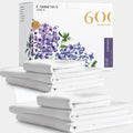 Carressa Linen 100% Egyptian Cotton Full Size Sheets - 600 Thread Count Full Size Egyptian Cotton Sheets (4 PC, Crisp White), Soft, Cooling, 16" Deep Pocket Sateen Weave Luxury Hotel Bed Sheet Set