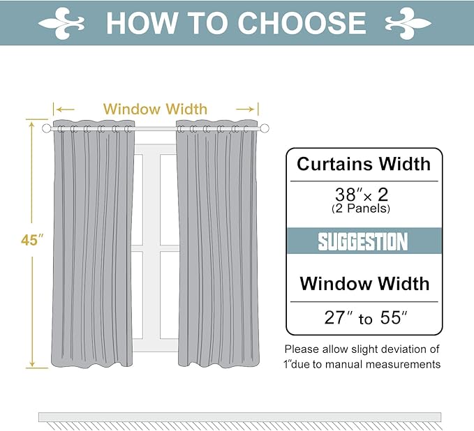 ChrisDowa Grommet Blackout Curtains for Bedroom and Living Room - 2 Panels Set Thermal Insulated Room Darkening Curtains (Navy Blue, 38W x 45L)